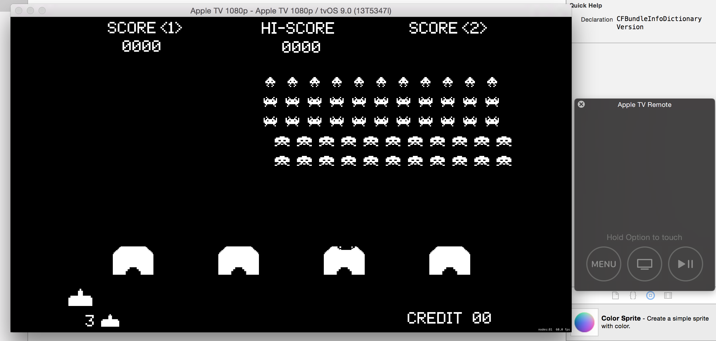 Space Invaders on tvOS